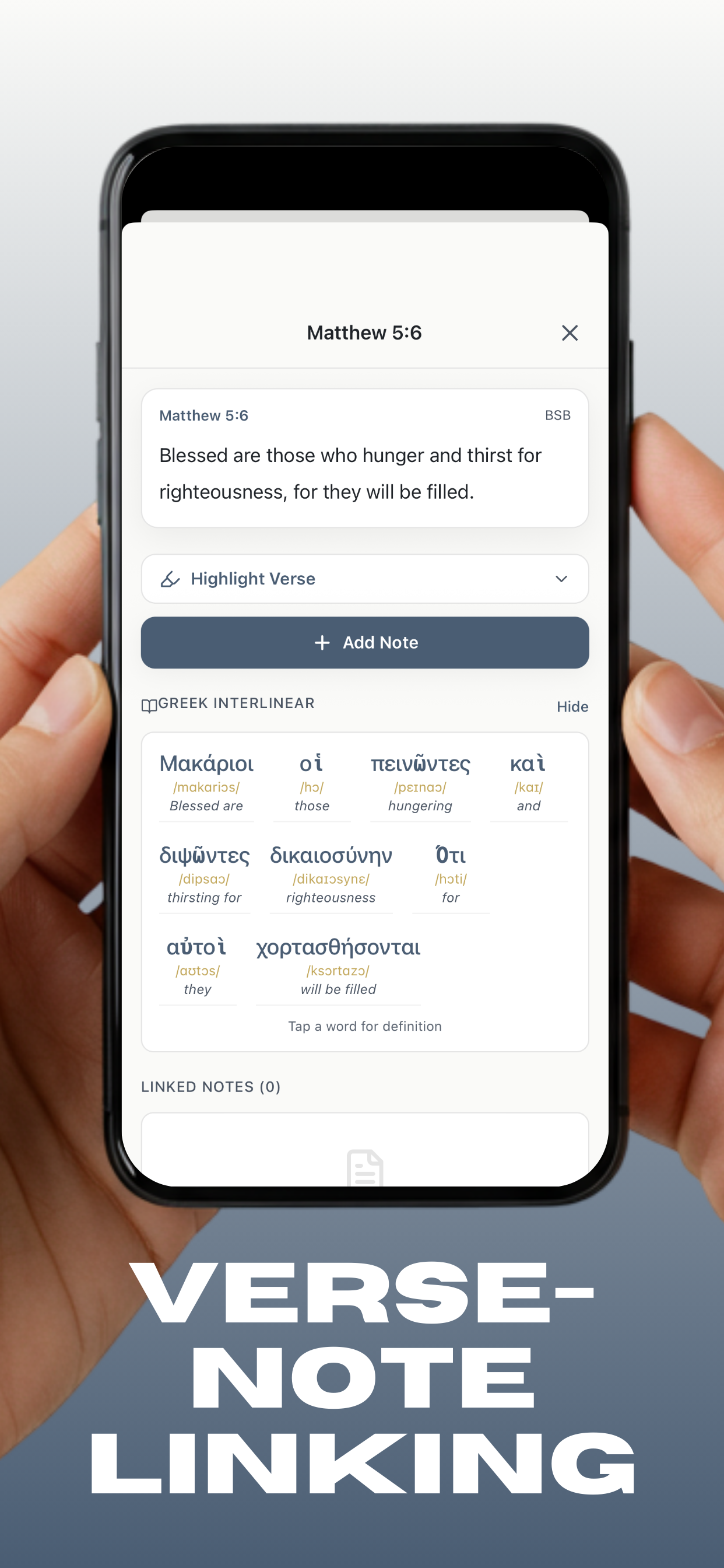 VerseLink verse-linked notes feature for Bible study